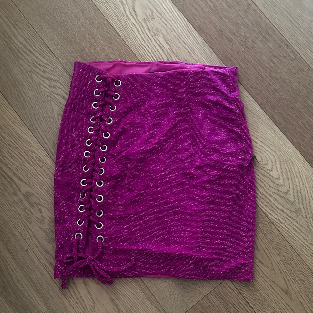 Revolve NBD pink lace skirt